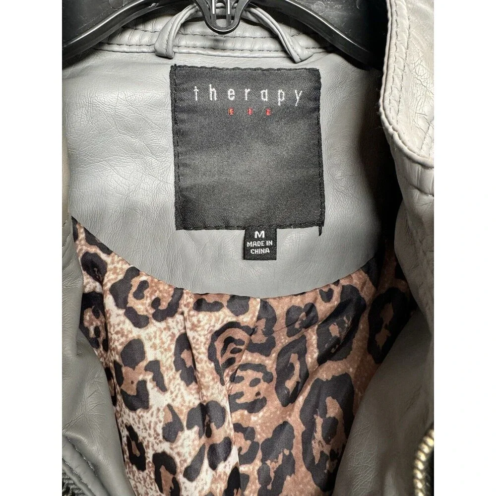 Therapy Jacket Women's Size M Gray Full Zip Pockets Lined Leopard - Picture 4 of 13